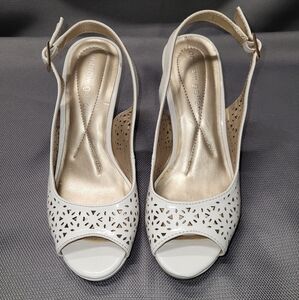 White Peep-Toe Sandals